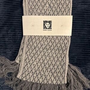Anne Klein Taupe and Cream Knit Scarf